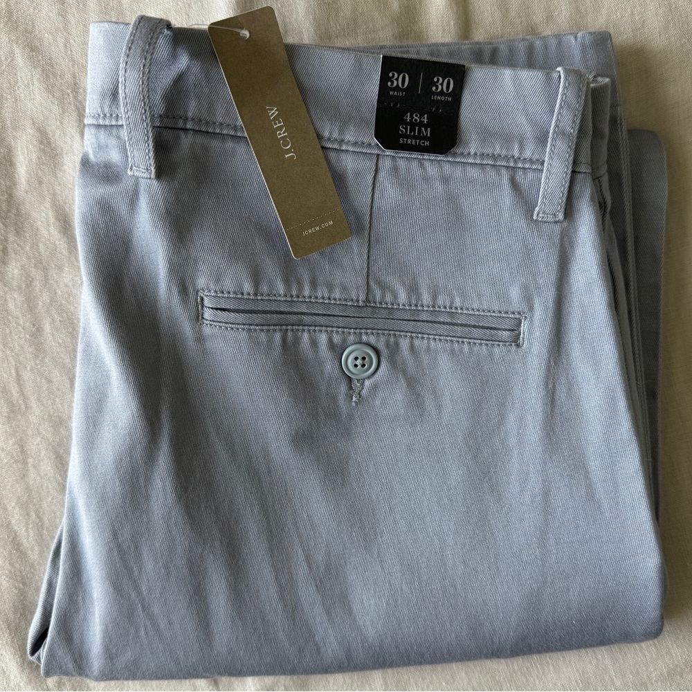 NEW J.Crew 484 Slim-fit stretch chino pant, size 30 x 30 in Light Slate, NWT
